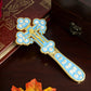 HTISOK Orthodox Blessing Handheld Church Cross Gold Plated Colorful Enamel Jesus icon Cross INRI Crucifix Single Face Jesus
