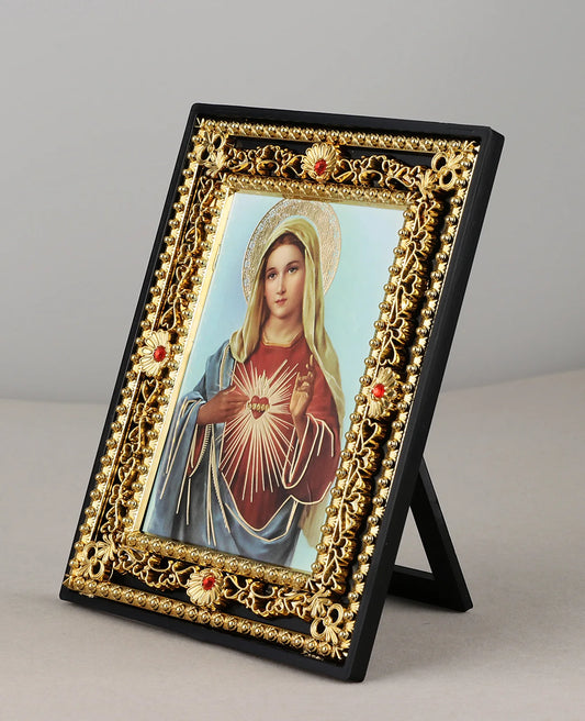 Immaculate Heart Virgin Mary St.Michael Icons Figurine Holy Family Icon Square Frame Church Home Tabletop Decoration Collection