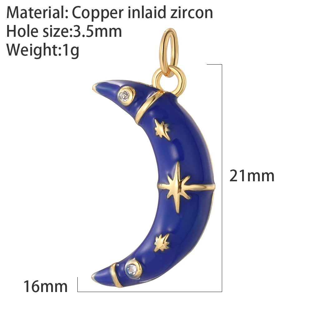 Bohemian Star Sun Moon Charms for Jewelry Making Cute Enamel Planet Gold Color Diy Earrings Necklace Bracelet High Quality