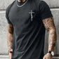 Summer men's 100% pure cotton casual loose fit plus size cross faith pattern printed round neck short sleeved T-shirt top