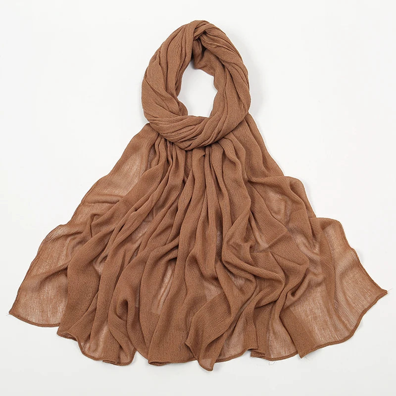 New Crinkle Rayon Hijab For Women Muslim Scarf Long Shawls Solid Islamic Turban Headband Heascarf Wraps Ramandan Headband
