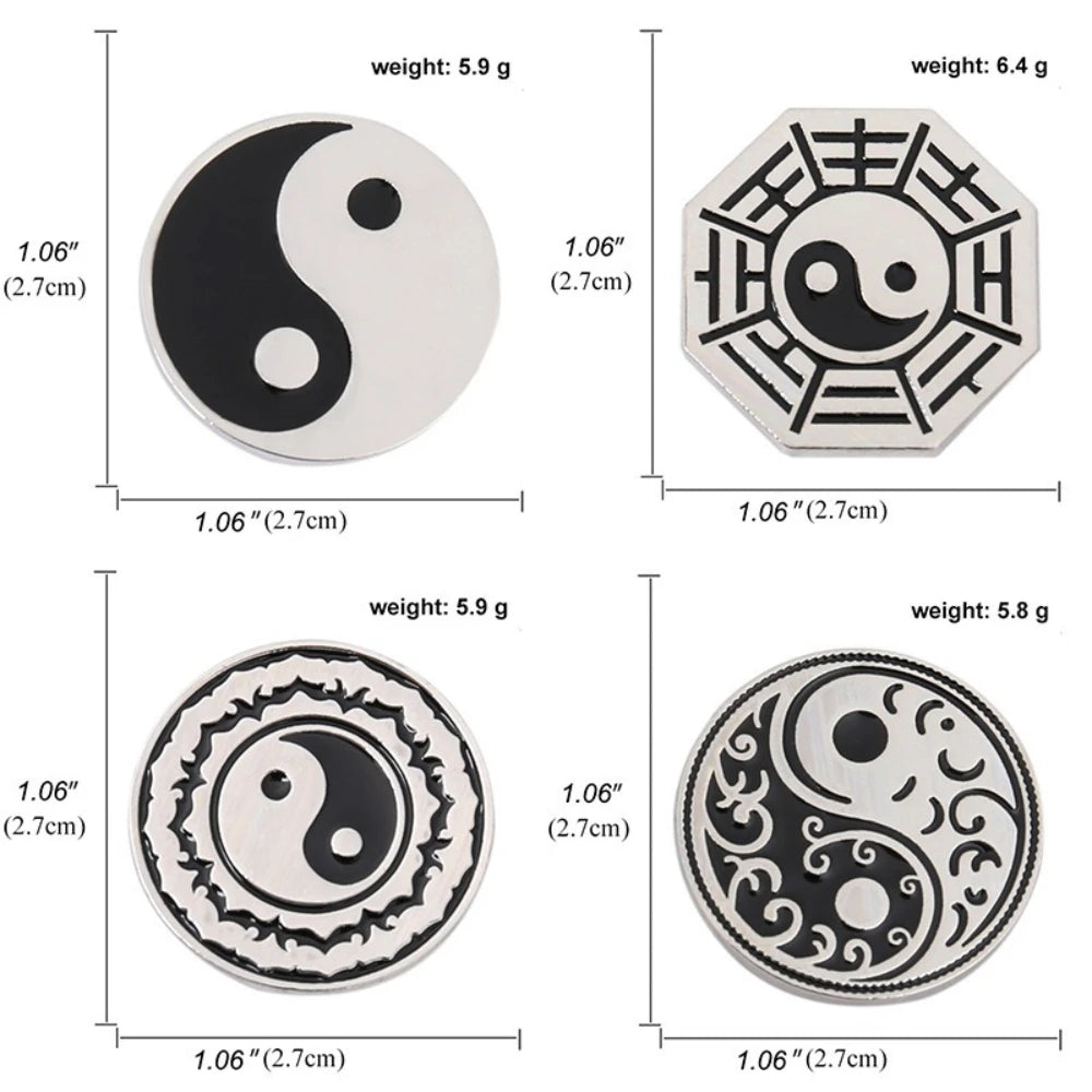 Swastika Yin Yang Tai Chi Bagua Brooch Religious Buddhist Zinc Alloy Yoga Amulet Clothing Backpack Hat Accessories Gift