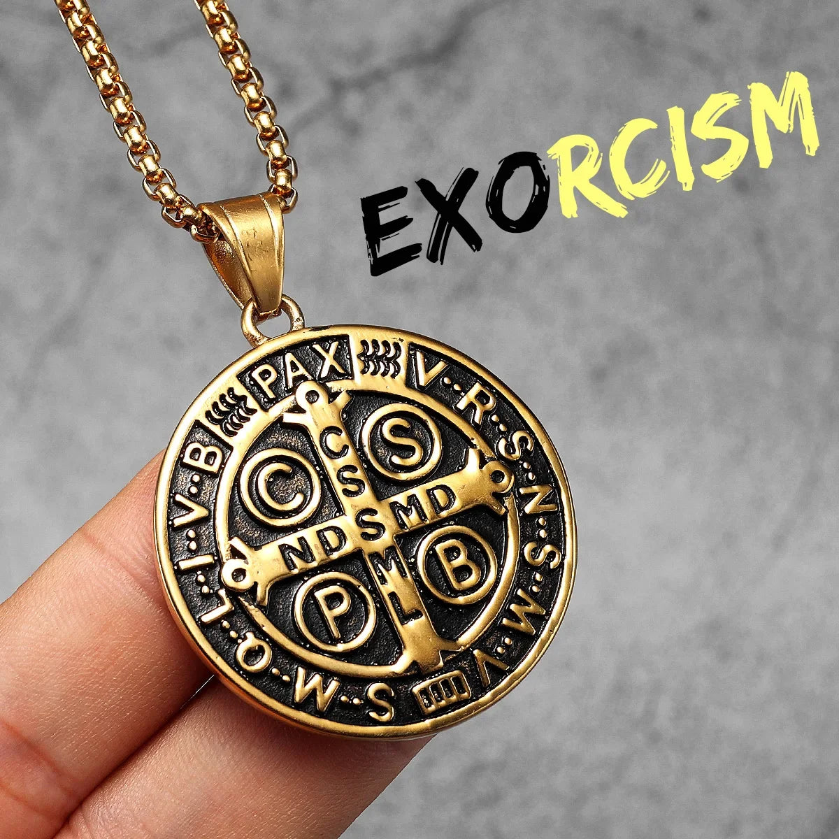 St.Benedict Exorcism Powerful Amulet Men Necklaces Stainless Steel Pendant Chain Women Jewelry Vintage Halloween Gifts Wholesale