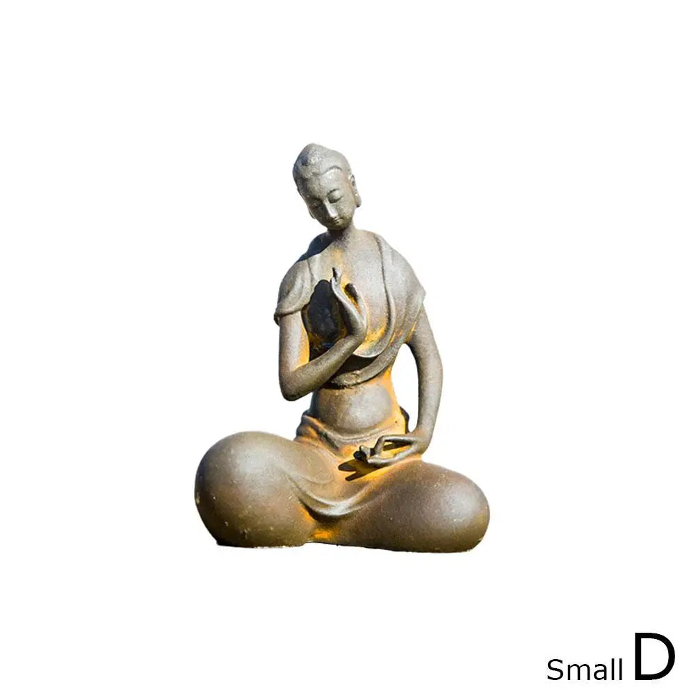 Mini Buddhist Monks Figurines Garden Buddha Zen Statue Tibetan Buddha Figurines Garden Ornament Meditating Buddha Sculpture