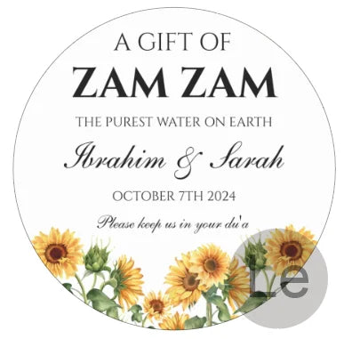 Custom Zamzam Water Sticker Islamic Nikah Wedding Favor Muslim Hajj Umrah Party Gift Packaging Label Bridal Shower Adhesive DIY