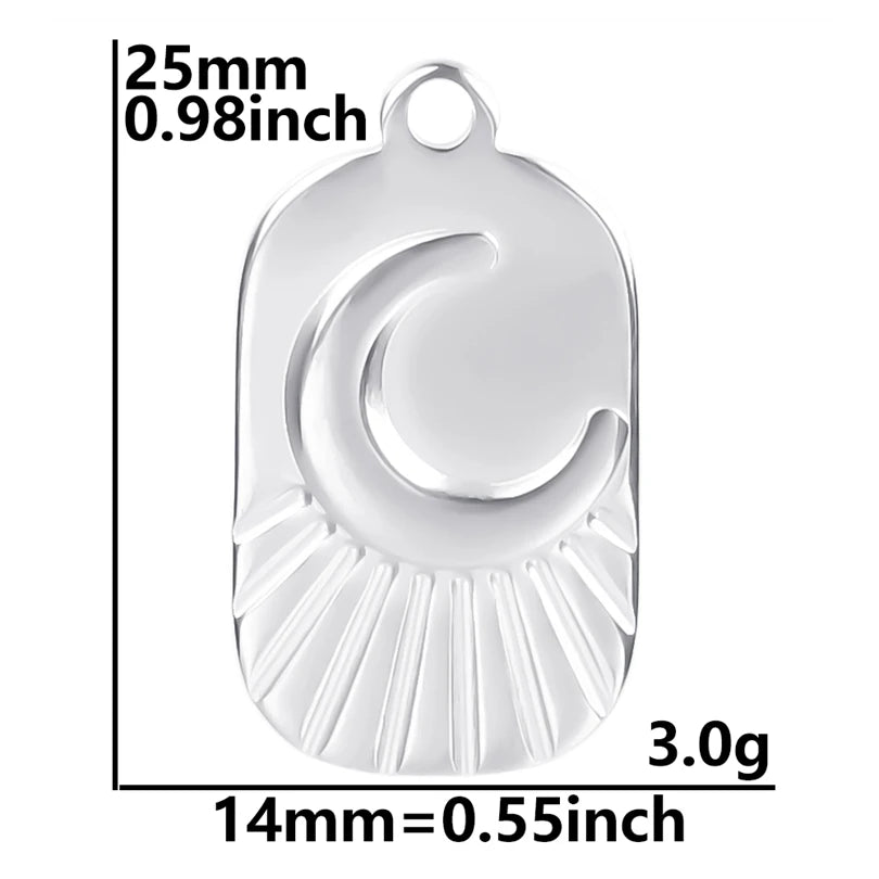 100% Stainless Steel Moon Pendants For Jewelry Making Supplies Various Luna Animal Wings Sun Star Eye Charms In Bulk Accessories