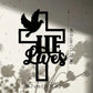 Faith Hope Love Christian Cross Metal Wall Art 15.75in Black Gold Dove Home Decor