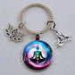 Indian Buddha Meditation 7 Chakra Mandala Psychedelic Yoga Glass Cabochon Keychain Ornament
