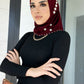Trendy Muslim Instant Hijab Beads Bonnet Stretch Scarf Islamic Headband Jersey Hijab Headwrap Turbante for Women
