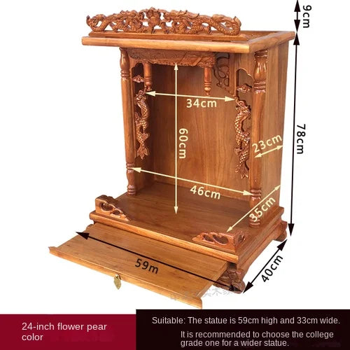 Standing Cabinet with Buddhist Nativity, Solid Wood, God of Wealth