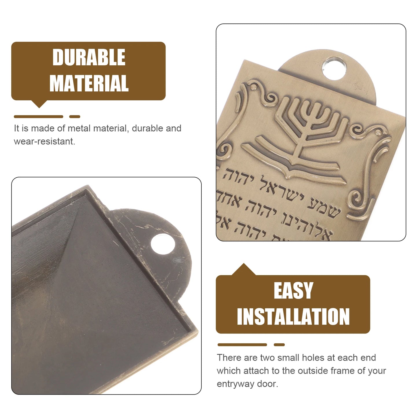 Vintage Door Mezuzah Metal Mezuzah Ornament Judaica Door Scroll Decor Plaque Adorn Mezuzah Religious Gift For Jewish Door Case