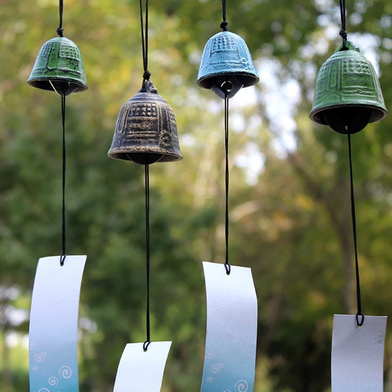 Japanese Wind Chimes Cast Iron Wind Bells Hanging Pendant Feng Shui Good Luck Temple Wind Bells Outdoor Home Garden Decoration
