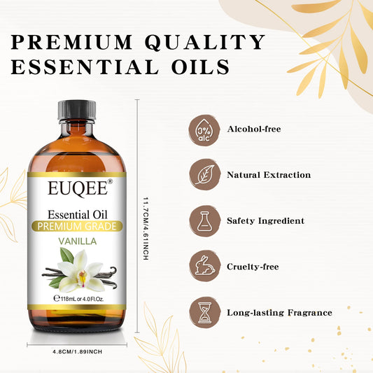 EUQEE 4 Fl Oz Essential Oils for Aromatherapy Humidifiers Aromatic Diffuser Making Scents Candle Handmade Soap Home Fragrance
