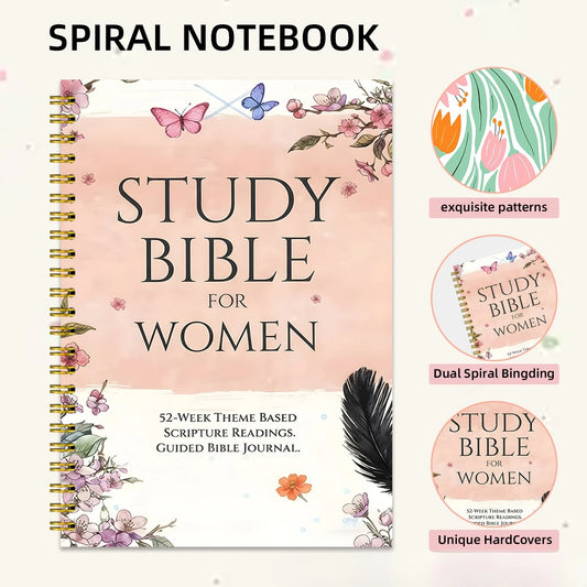 A4 Bible Study Journal for Women 220 Pages 52 Week Guided Scripture Devotional Christian Prayer Notebook Gift