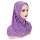 Trendy Muslim Instant Hijab Beads Bonnet Stretch Scarf Islamic Headband Jersey Hijab Headwrap Turbante for Women