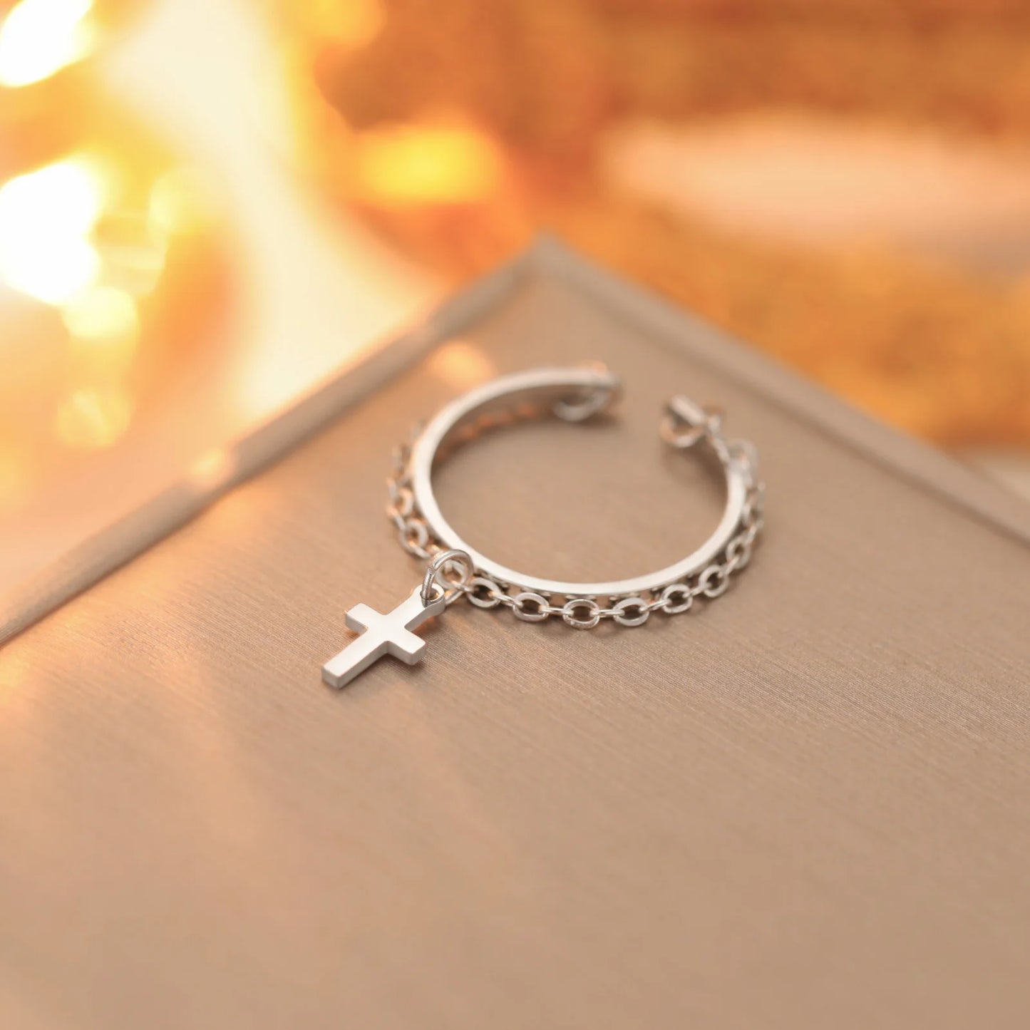 LIKGREAT Star of David Ring Jewish Hang Pendant Rings Stainless Steel Tetragram Cross Jewelry Jewish Gift for Women Men Gifts