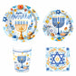 Happy Hanukkah Party Disposable Tableware Sets Paper Plates Cups Napkins Party Dinnerware Decor