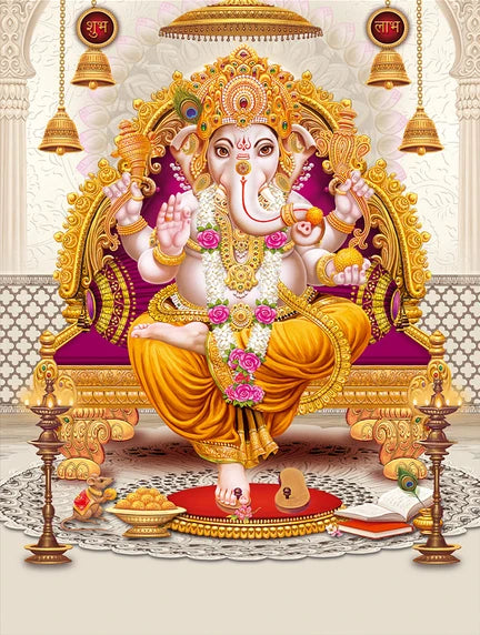 India Hindu God Ganesha Temple Elephant Poster God Series Religion Canvas Painting Print Wall Art Picture Living Room Decor