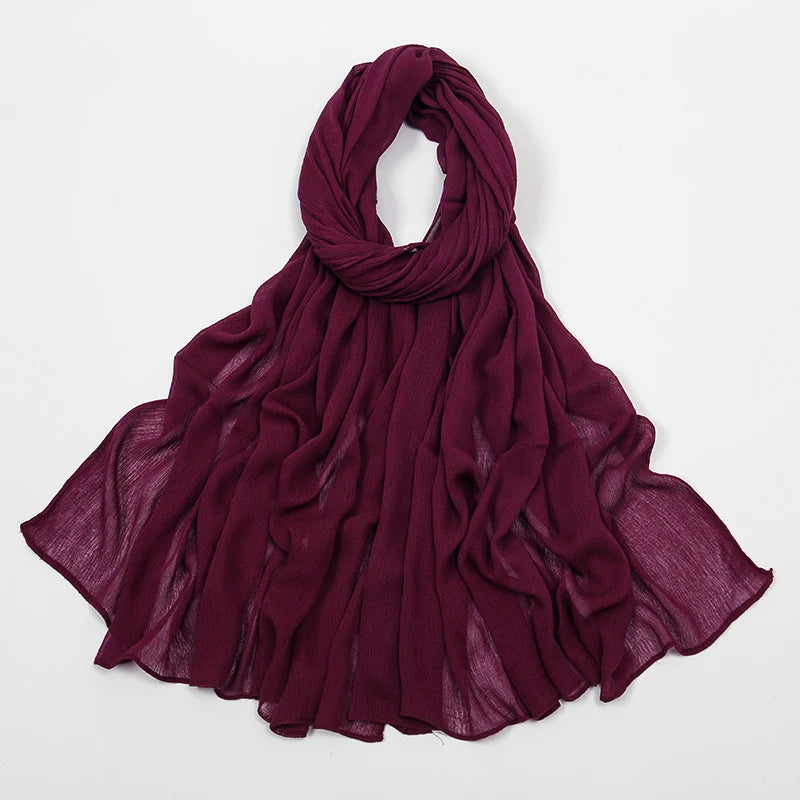 New Crinkle Rayon Hijab For Women Muslim Scarf Long Shawls Solid Islamic Turban Headband Heascarf Wraps Ramandan Headband
