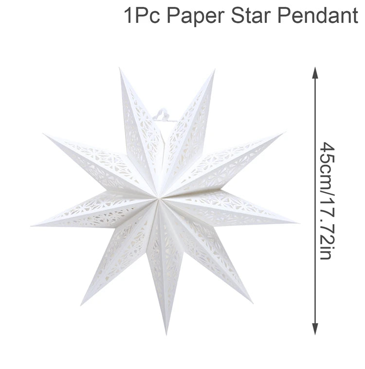 30-75cm Hollow Star Hanging Pendant Eid Mubarak Ramadan Decor 2025 Christmas Decor For Home Islamic Muslim Party Ramadan Kareem