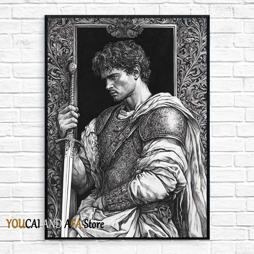 King Arthur and Excalibur Sword in The Stone Sikh Kirpan Sword Excalibur Hilt Poster Canvas Painting Wall Pictures Home Decor