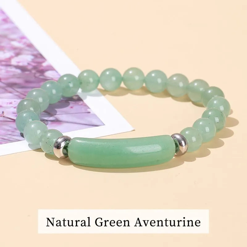 JD Natural Stone Tiger Eye Amethyst Rectangle Bar Charm Bracelet Women Men Healing Stone Powder Crystal Rough Chakra Jewelry