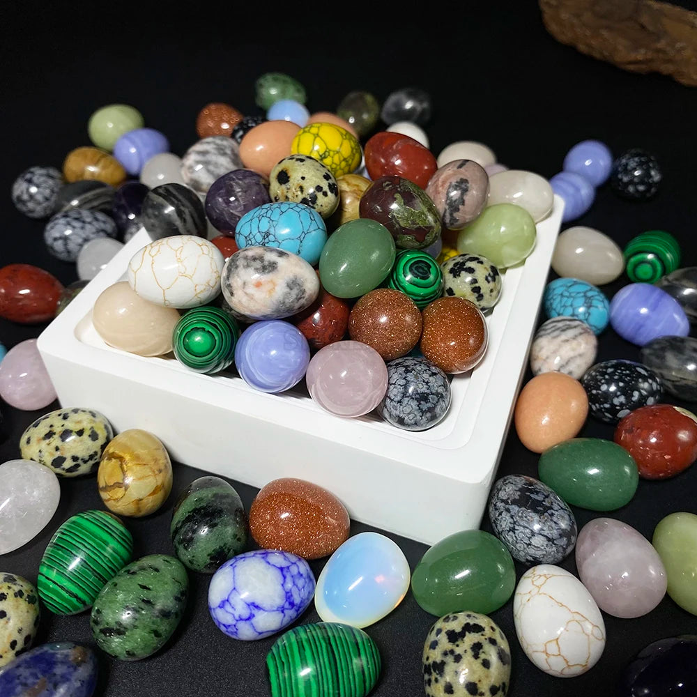 EG1-7 Mini Natural Stone Egg, Small Polished Egg Shaped Stone for Meditation Stress Relief Fidget Palm Desk Decor Gift