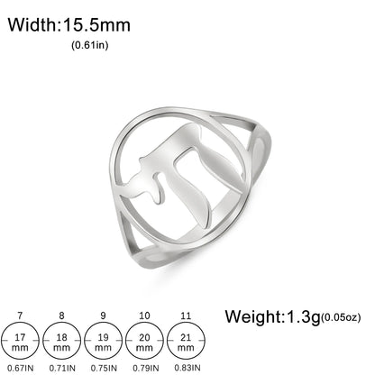Skyrim Jewish Chai Round Rings Stainless Steel Hebrew Letter Sign of Life Ring Women Men Protection Amulet Judaism Jewelry