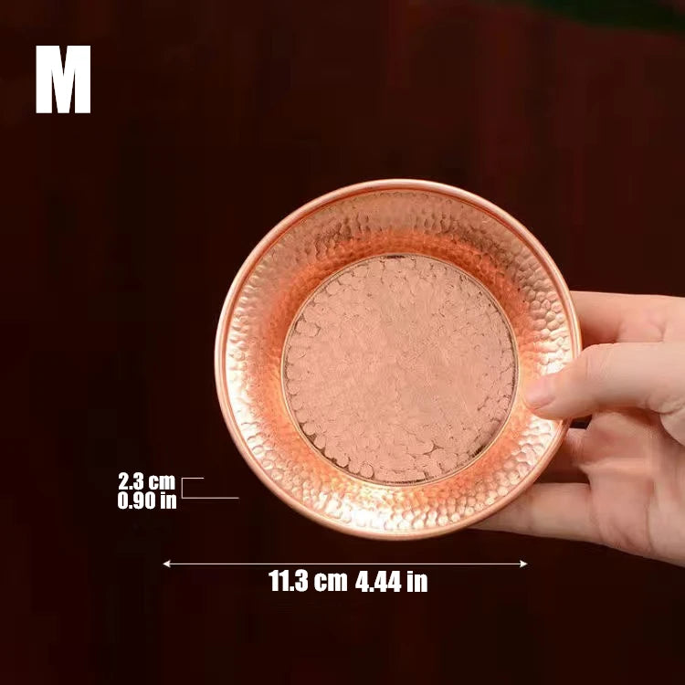 Tibetan Copper Plate 15.4cm Engraving Buddhism Brass Dish Auspicious Tantra Altars For Buddha Tray Desktop Home Gift Decorative