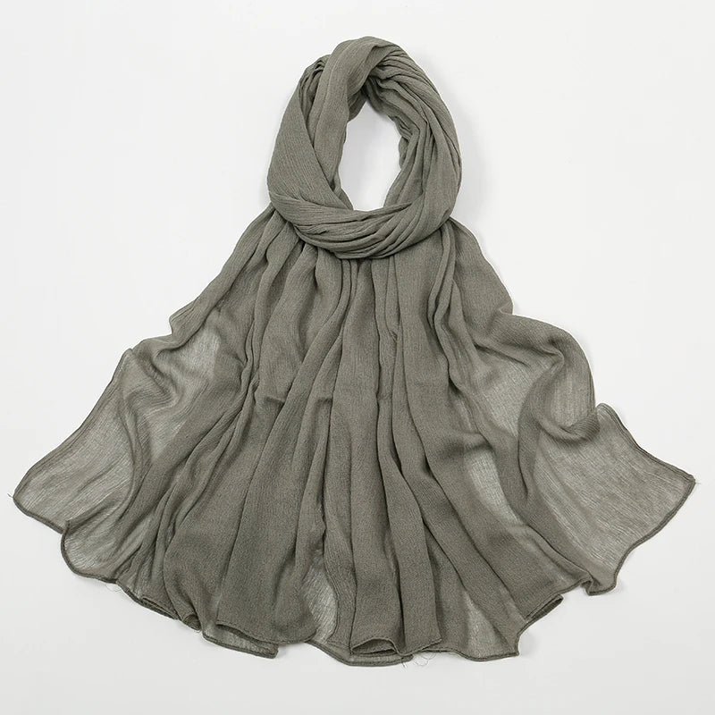 New Crinkle Rayon Hijab For Women Muslim Scarf Long Shawls Solid Islamic Turban Headband Heascarf Wraps Ramandan Headband