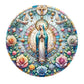 Virgin Mary Suncatcher - Round Acrylic Wall Art, Stained Style Hanging Decor, Ideal for Living Room, Bedroom,Perfect Family Gift