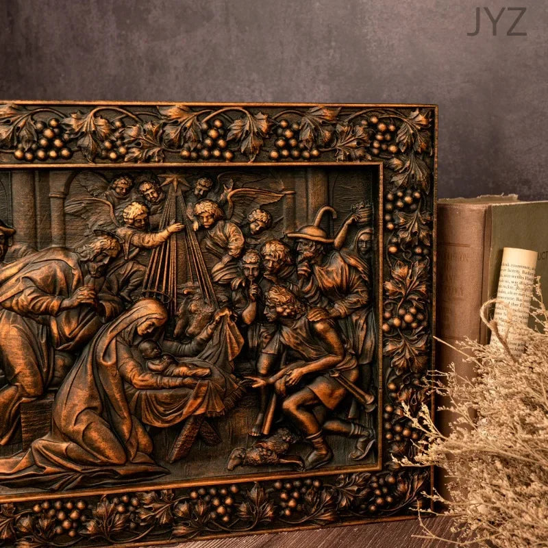 Wooden Religious Mural Nativity Scener Birth of Jesus Home Wall Decor Gift