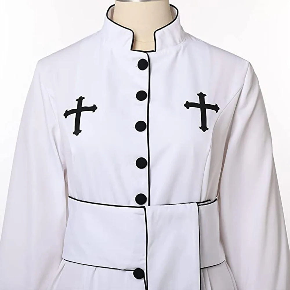 Medieval Priest Costume Catholic Church Religious Roman Retro Pope Pastor Father Mass Missionary Robe Clergy Cassock Full Sets