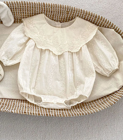 2026 Spring Princess Infant Baby Girl Bodysuit Sisters Dress Flower Embroidery Dress For Infant Sibling Girls Toddler Outfit