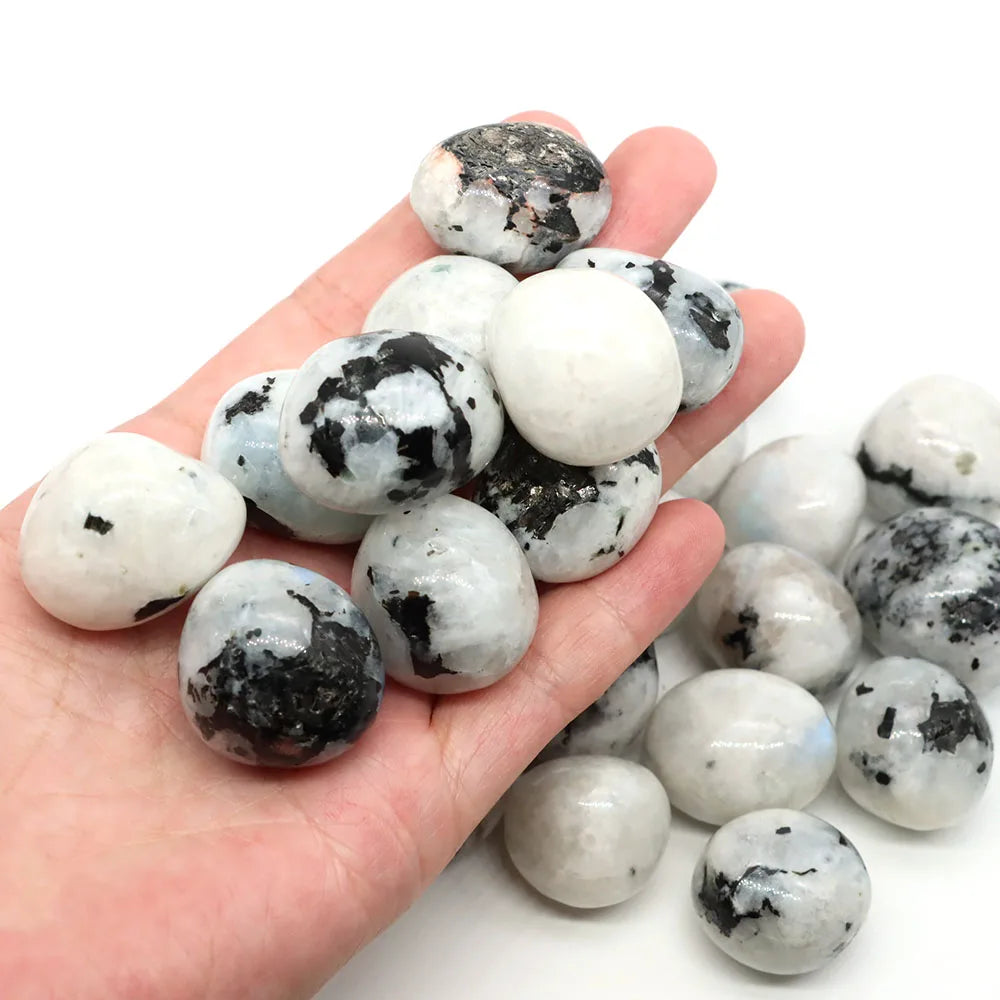 Natural Tumbled Stones Bulk Polished Moonstone Rocks Gemstones Assorted Healing Crystals for Home Garden Tank Aquarium Decor