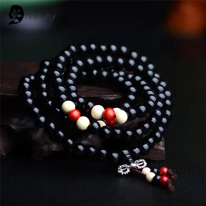 Prayer Beads Mala 108 Beads Bracelets 8mm Natural Sandalwood Buddhist Buddha Rosary Beads Unisex Men Bracelets & Bangles Jewelry