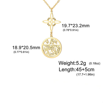 Double Amulet Protection Necklace witch Knot Pentagram Tetragrammaton Stainless Steel Protection Jewerly Wholesale