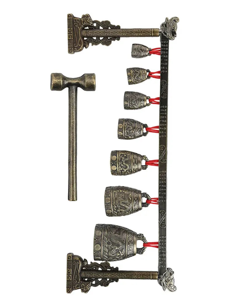 Bronze Meditation Gong With 7 Decorated Bells For Yoga Sound Healing And Relaxation Chinese Musical Percussion Instrument Set