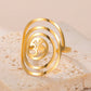 Dawapara Buddhism Spiritual OM Ohm Symbol Adjustable Ring Spiral Sacred Geometry Finger Ring Stainless Steel Jewelry