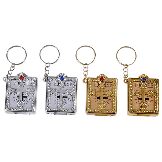 Mini HOLY Bible Keychain Religious Christian Jesus Cross Key Chain Keyring