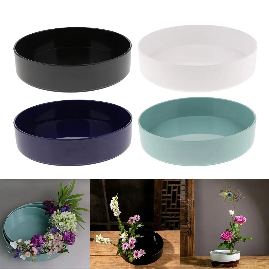 Bonsai Flower Container Round Plastic Ikebana Vase Traditional Arrangement Pot for Living Room Decor