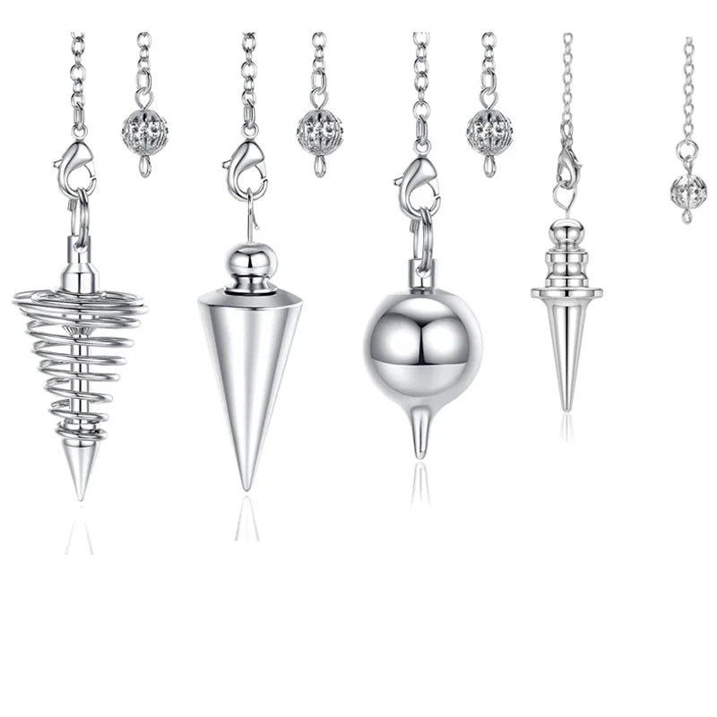 Silver Color Copper Metal Pendulum for Dowsing Divination Energy Reiki Healing Pointed Meditation Witch Spiritual Pendulos X092