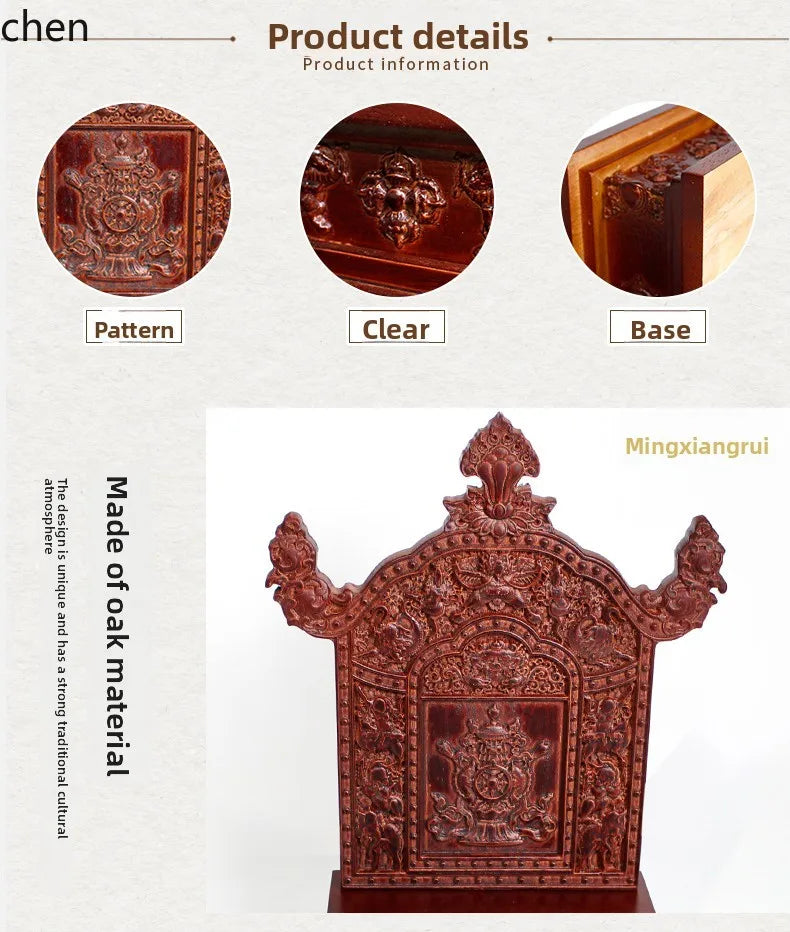 CZ Wood Shrine Carved Eight Auspicious Offerings Altar Buddha Altar Detachable Retro Ornament Buddha Statue Buddha Hall