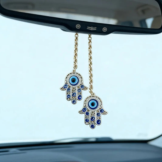 Evil Eye Hamsa Hand Car Hanging Key Chain Amulet Good Luck Decor Gifts for Auto Rearview Mirror Pendant Decoraction
