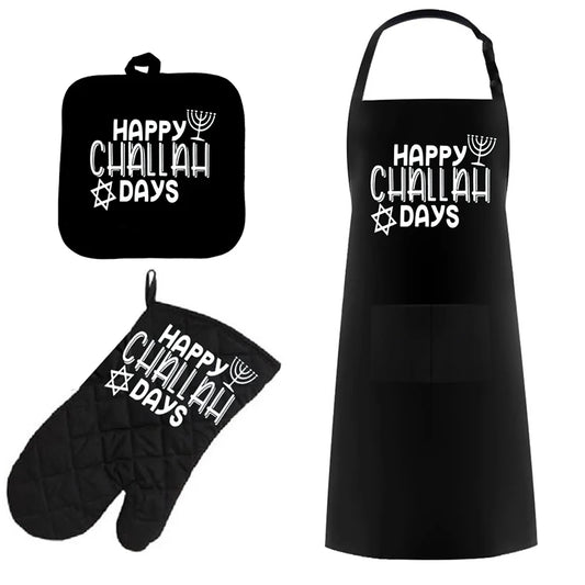 happy challah Days Pot holder Oven Mitt apron Hanukkah Chanukah Jewish Holiday kitchen decoration Mom Housewarming Hostess gift
