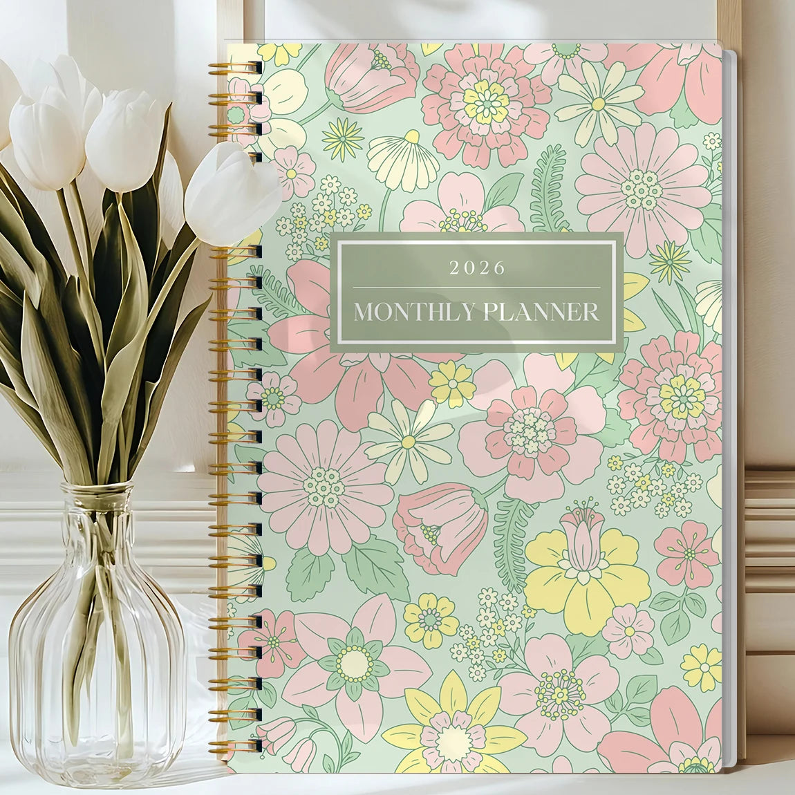 2026 A5 Monthly Planner, Floral Cover,Academic Agenda with Notes&To Do List,Perfect for Productivity,Time Management,Great Gift