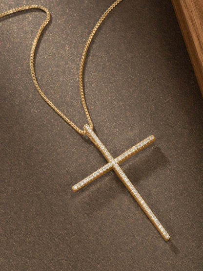 HipHop Fashion Cross Necklace For Women Crystal Zircon Men Necklace Metal Chains Choker Jesus Pendants Jewelry Gift supply