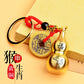 New Red Rope Five Emperor Money Large Hollow Gourd Key Chain Twelve Zodiac Large Gourd Cover Brass Key Ring Wholesale