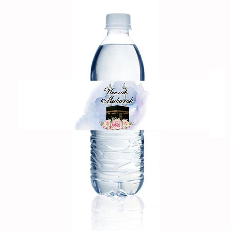 Umrah mubarak Water Bottle Sticker hajj mubarak Bottle Labels Paper Wrapper Eid Party Supplies