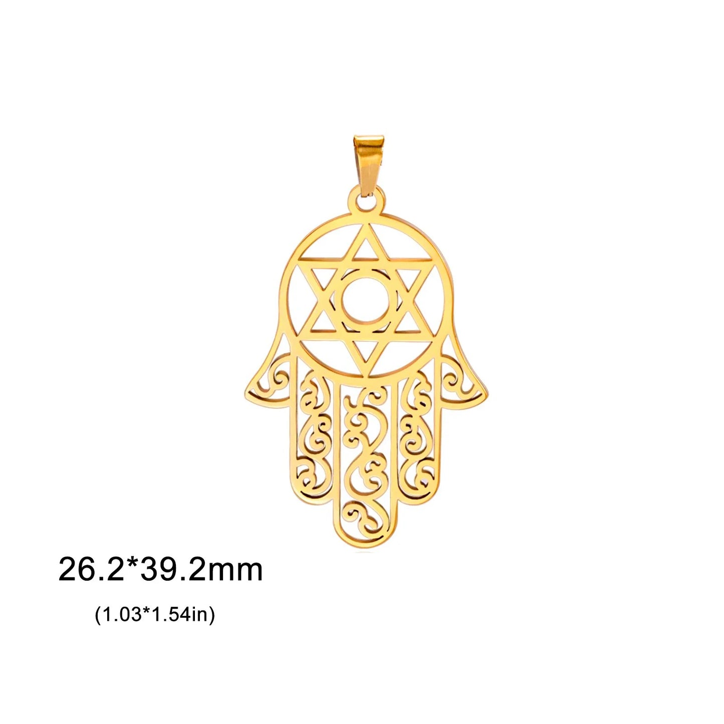EUEAVAN 1pc Jewish Star of David Hexagram Pendant Stainless Steel Amulet Charms for Jewelry Making Necklace Supplies